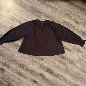 Able Cotton Balloon Sleeve Half Button Blouse